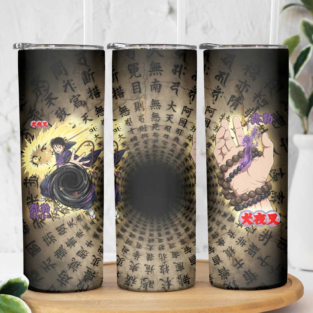 Miroku Inuyasha Series Skinny Tumbler Cursed Monk Aesthetic with Sutra Script Background