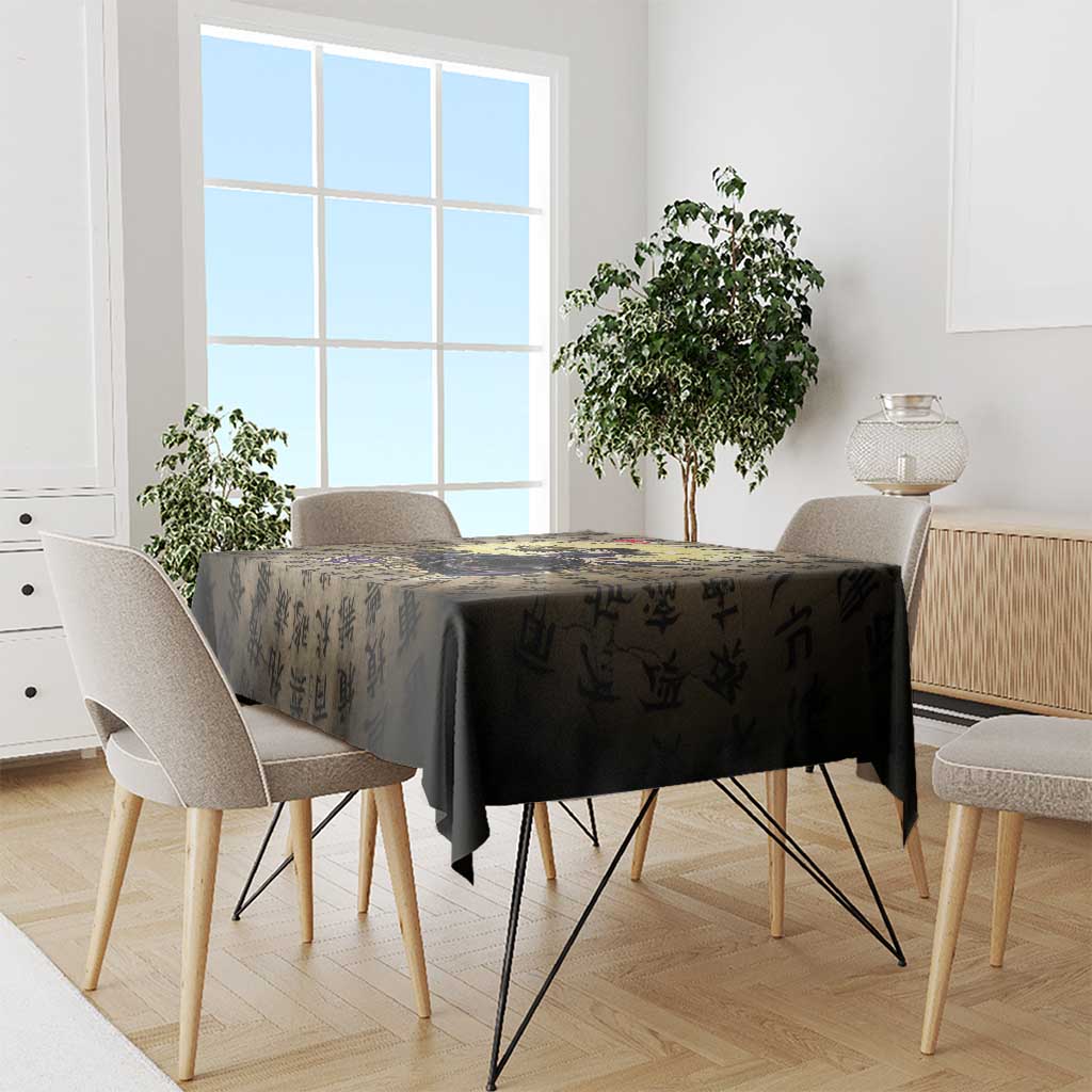 Miroku Inuyasha Series Tablecloth Cursed Monk Aesthetic with Sutra Script Background