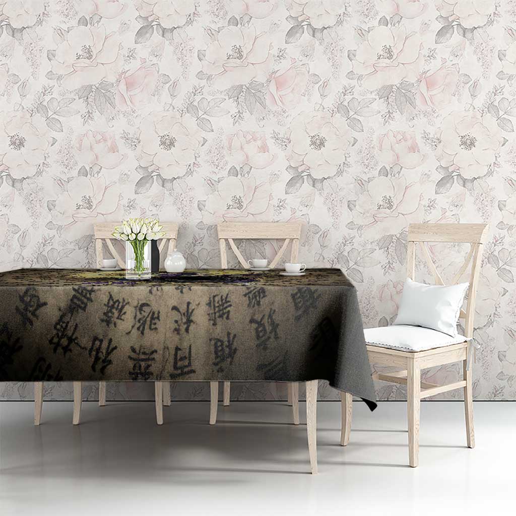 Miroku Inuyasha Series Tablecloth Cursed Monk Aesthetic with Sutra Script Background