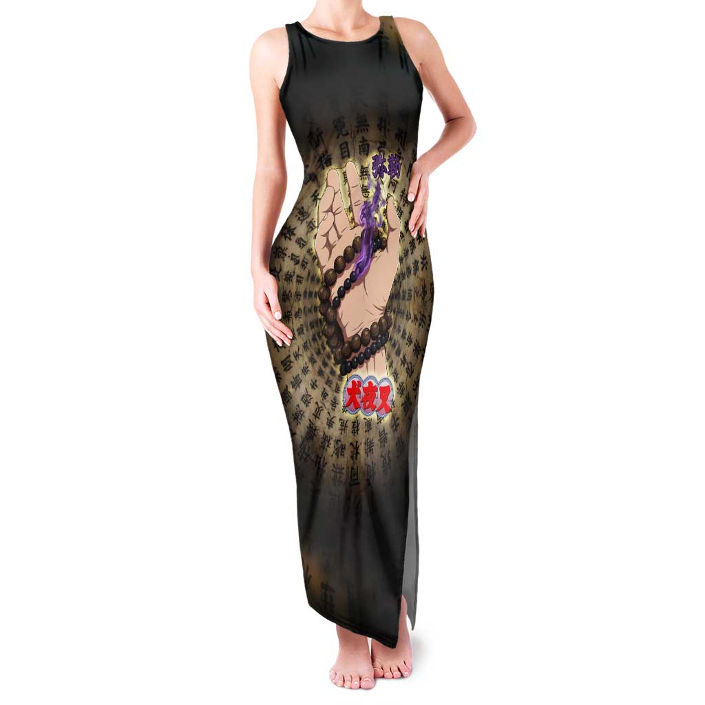 Miroku Inuyasha Series Tank Maxi Dress Cursed Monk Aesthetic with Sutra Script Background