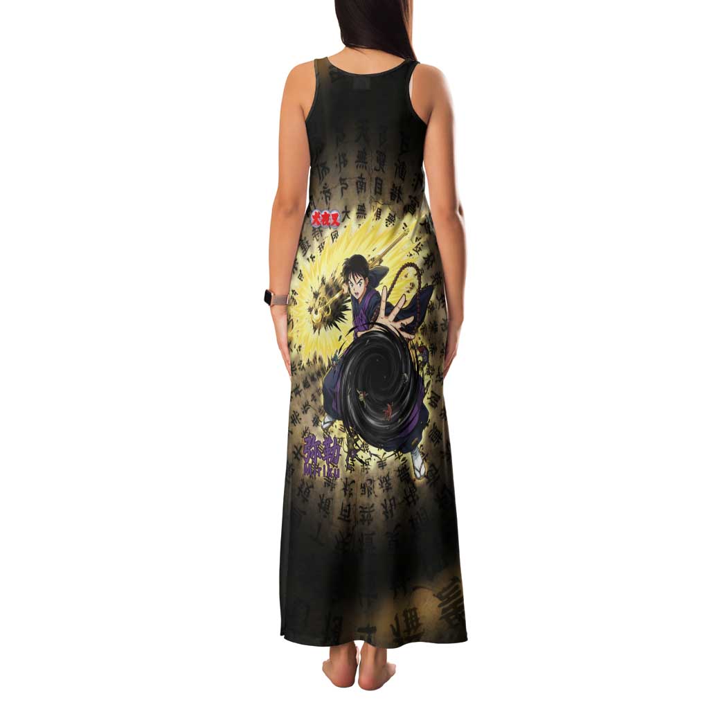 Miroku Inuyasha Series Tank Maxi Dress Cursed Monk Aesthetic with Sutra Script Background
