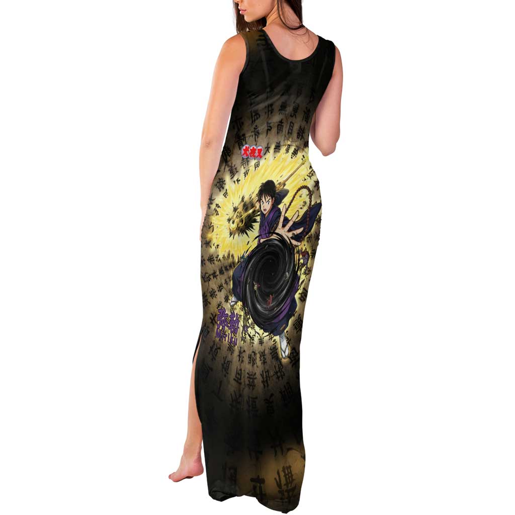 Miroku Inuyasha Series Tank Maxi Dress Cursed Monk Aesthetic with Sutra Script Background