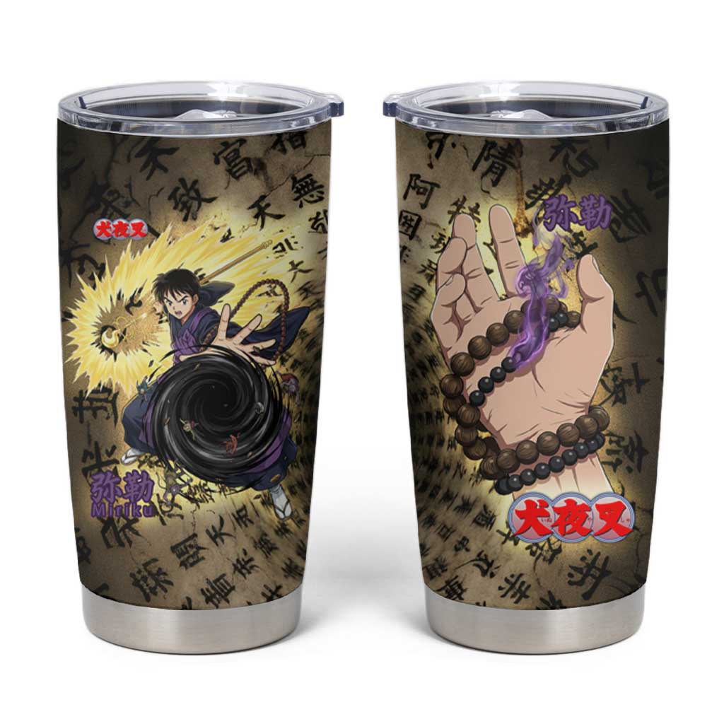 Miroku Inuyasha Series Tumbler Cup Cursed Monk Aesthetic with Sutra Script Background
