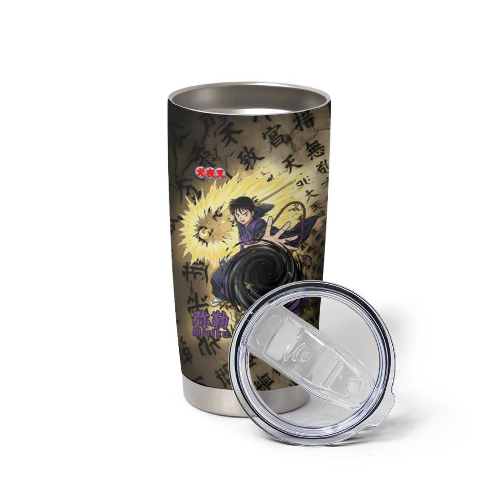 Miroku Inuyasha Series Tumbler Cup Cursed Monk Aesthetic with Sutra Script Background