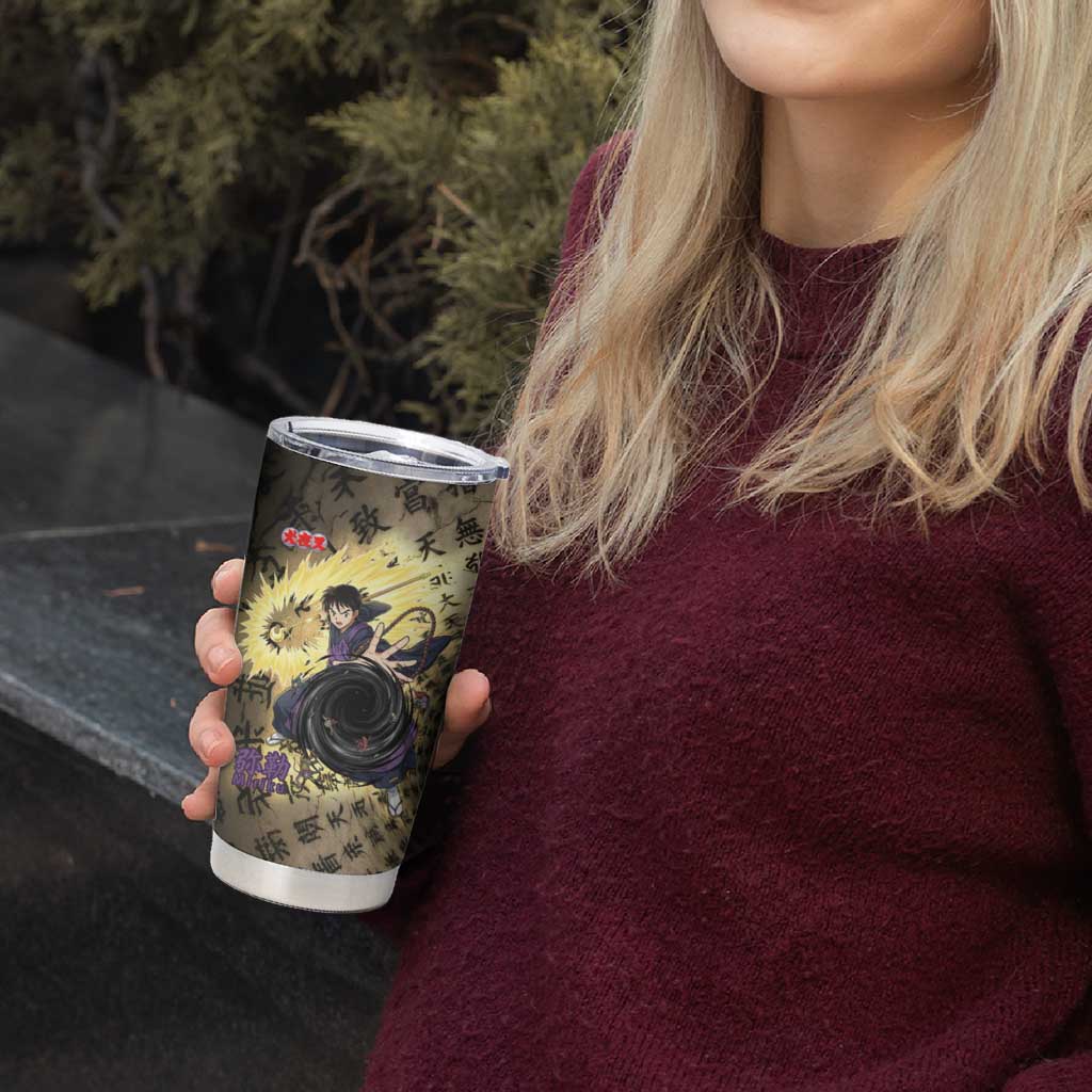 Miroku Inuyasha Series Tumbler Cup Cursed Monk Aesthetic with Sutra Script Background