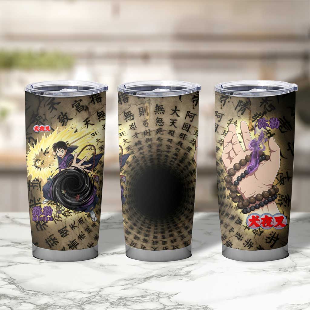Miroku Inuyasha Series Tumbler Cup Cursed Monk Aesthetic with Sutra Script Background