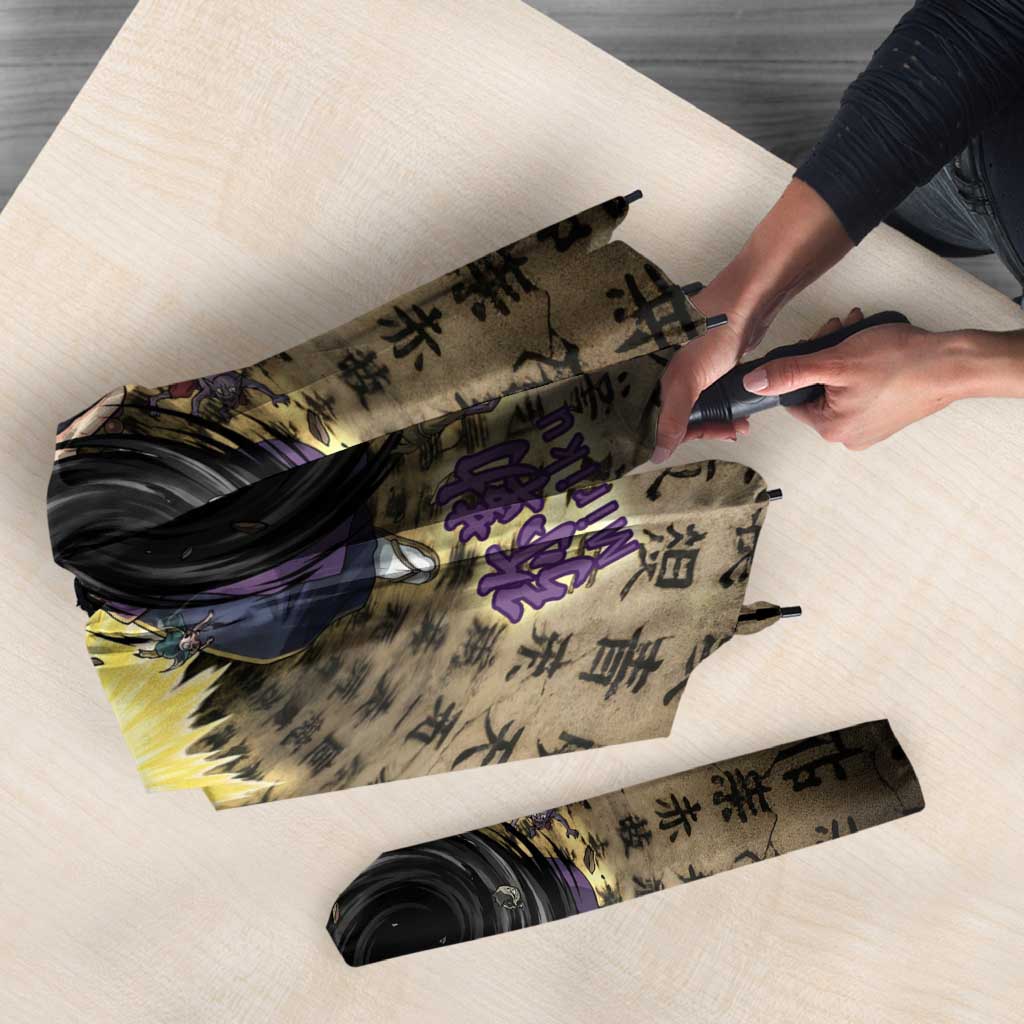 Miroku Inuyasha Series Umbrella Cursed Monk Aesthetic with Sutra Script Background