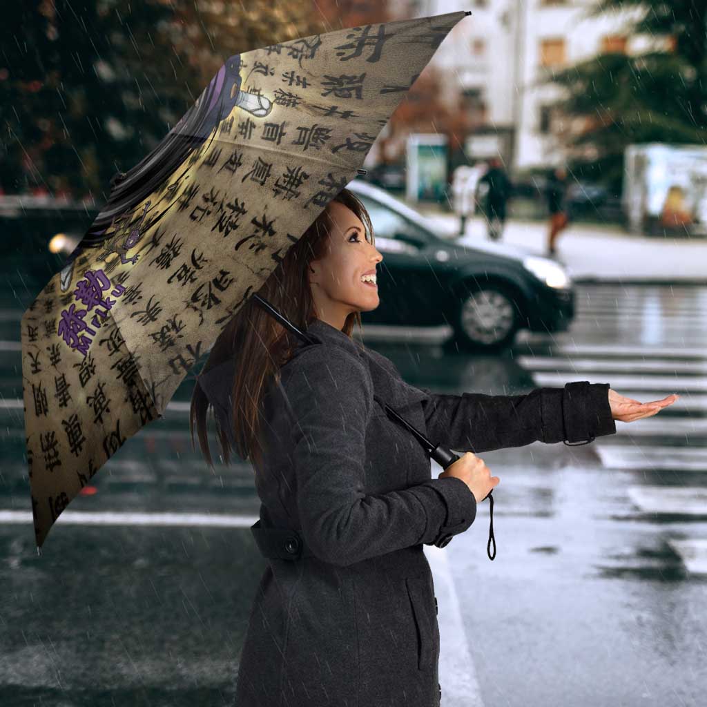 Miroku Inuyasha Series Umbrella Cursed Monk Aesthetic with Sutra Script Background