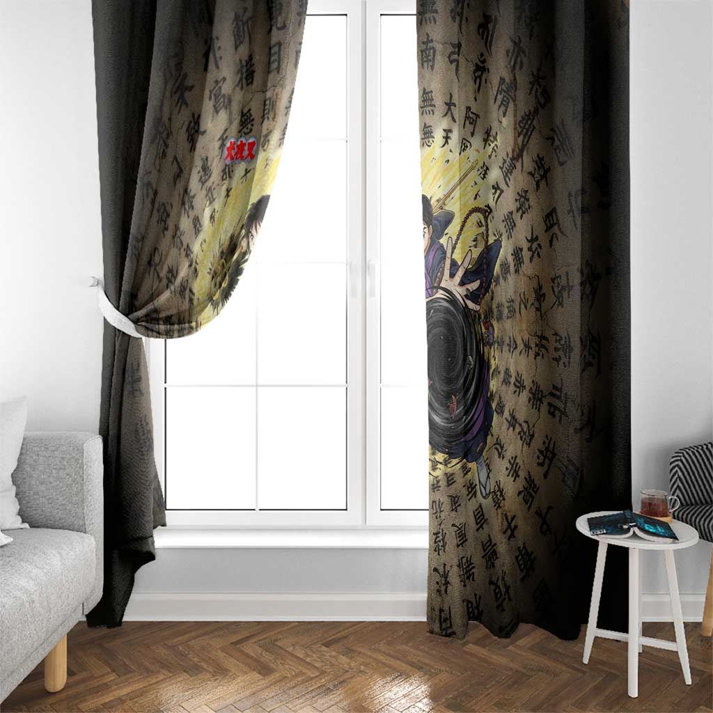 Miroku Inuyasha Series Window Curtain Cursed Monk Aesthetic with Sutra Script Background