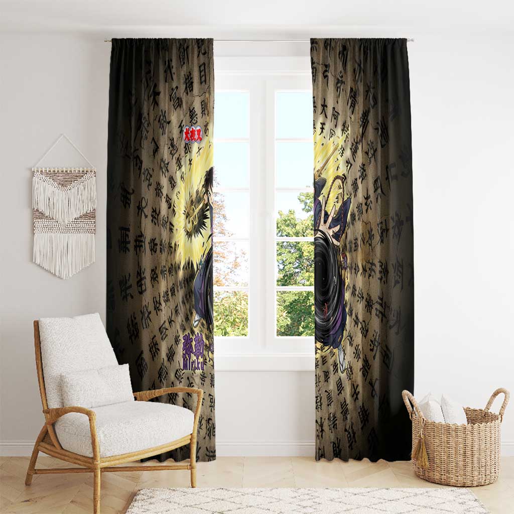 Miroku Inuyasha Series Window Curtain Cursed Monk Aesthetic with Sutra Script Background