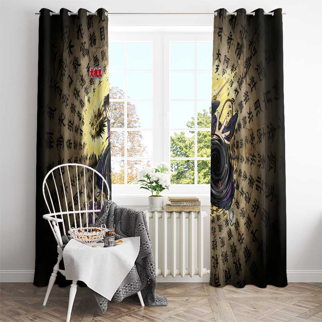 Miroku Inuyasha Series Window Curtain Cursed Monk Aesthetic with Sutra Script Background