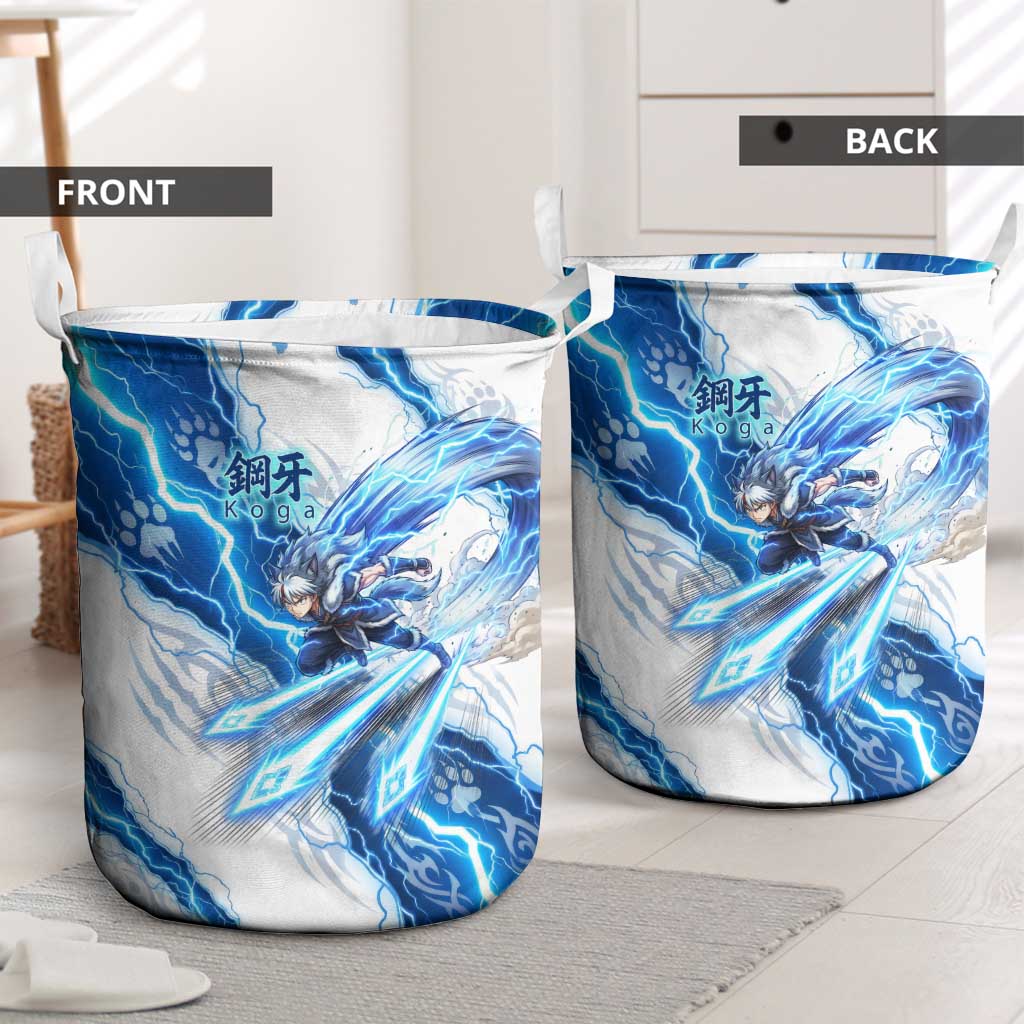 Koga Inuyasha Series Laundry Basket Electric Storm Anime Style with Blue Wolf Spirit
