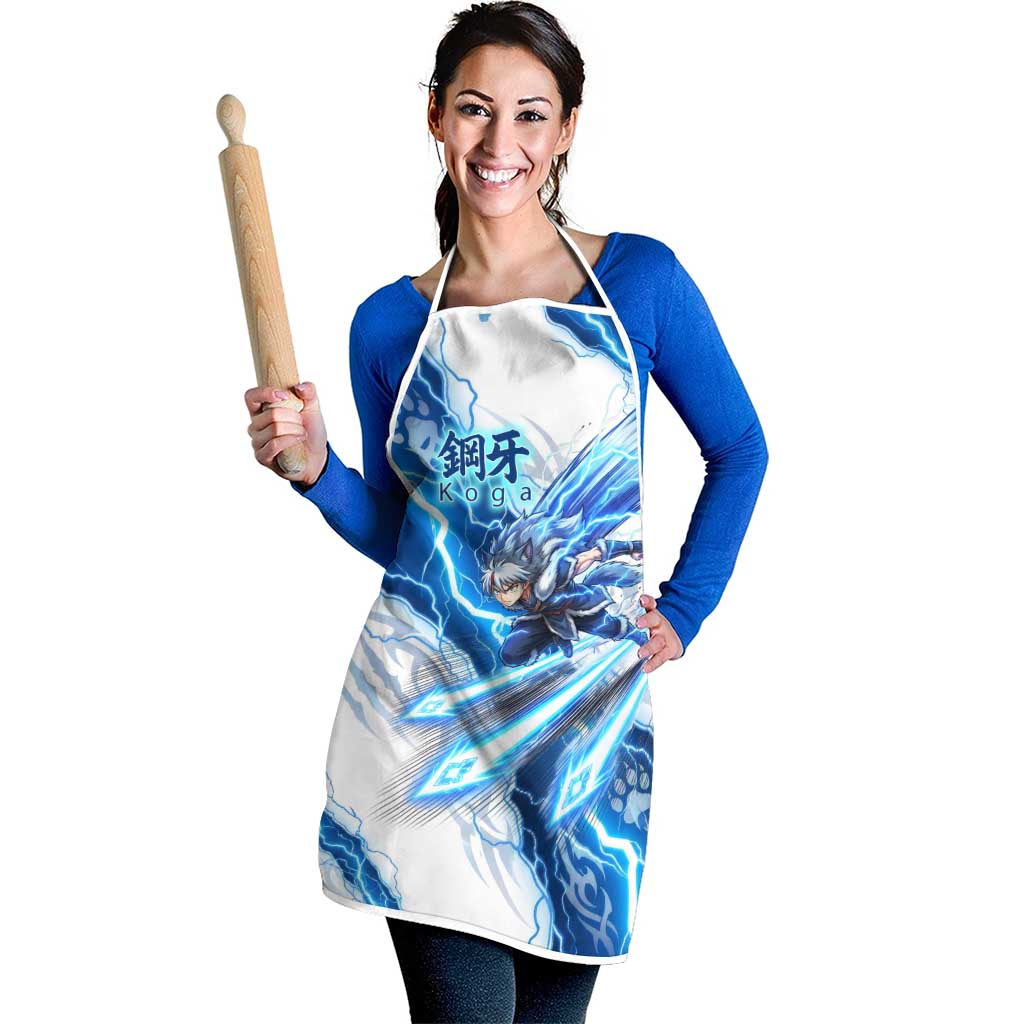 Koga Inuyasha Series Apron Electric Storm Anime Style with Blue Wolf Spirit