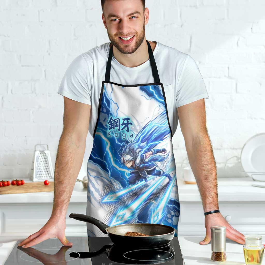 Koga Inuyasha Series Apron Electric Storm Anime Style with Blue Wolf Spirit