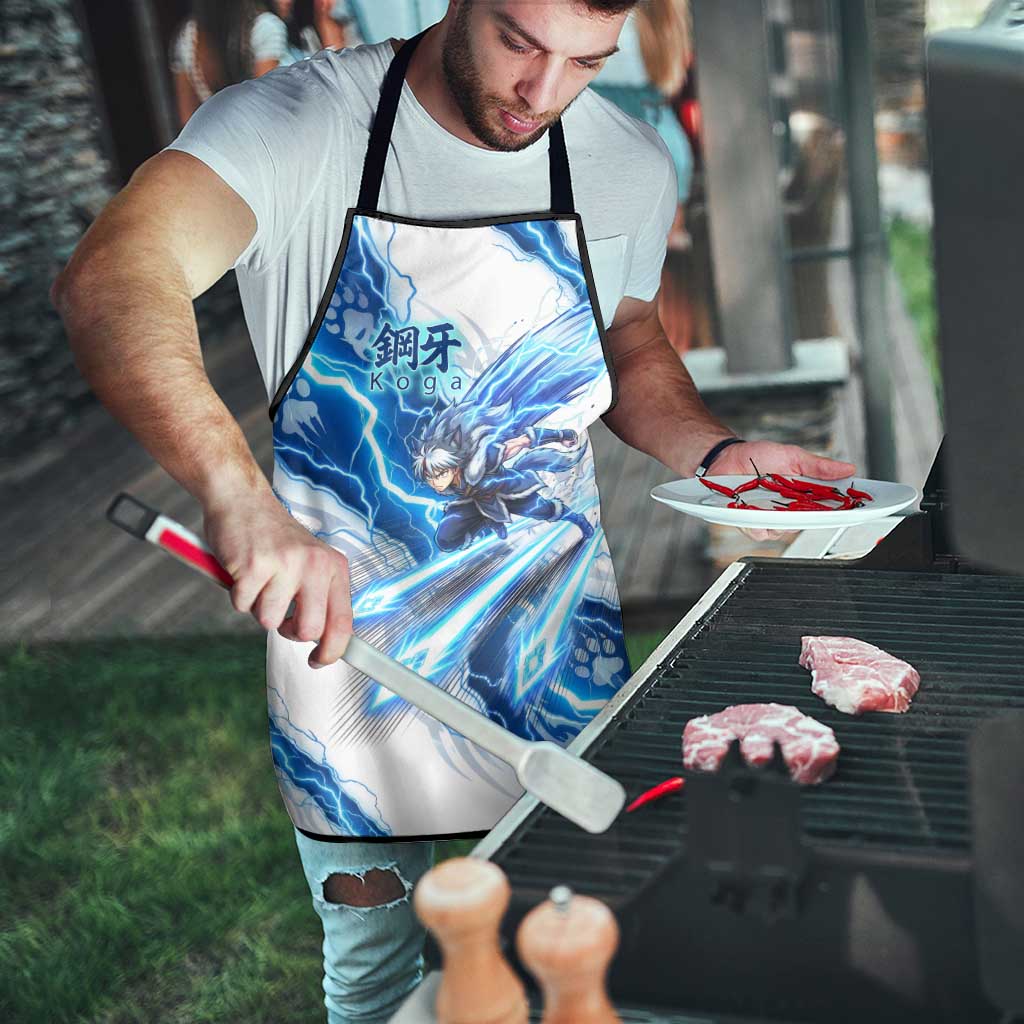 Koga Inuyasha Series Apron Electric Storm Anime Style with Blue Wolf Spirit