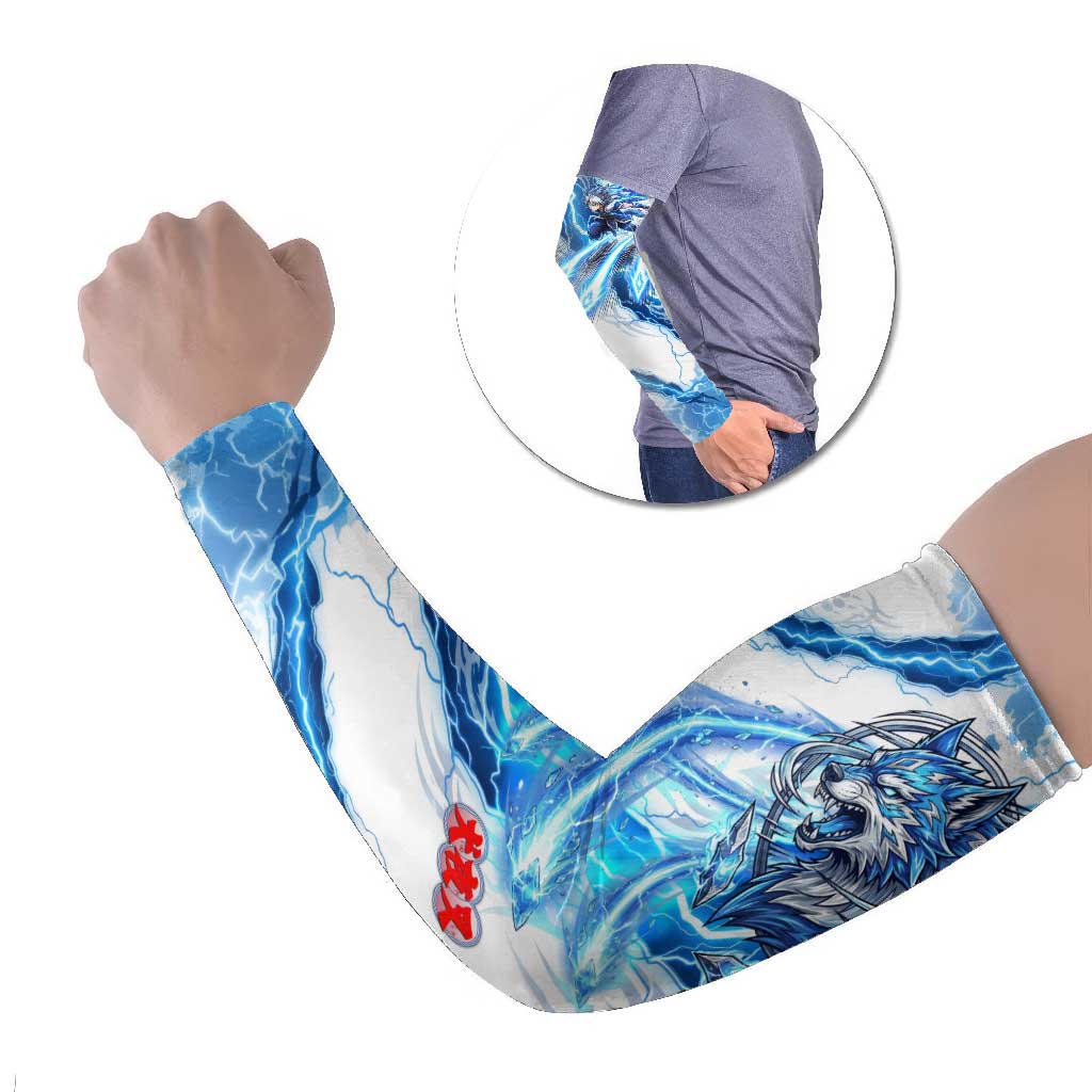Koga Inuyasha Series Arm Sleeves Electric Storm Anime Style with Blue Wolf Spirit