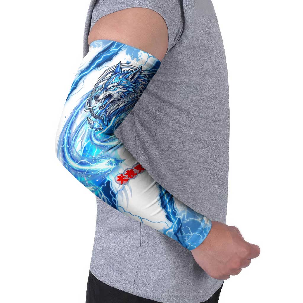 Koga Inuyasha Series Arm Sleeves Electric Storm Anime Style with Blue Wolf Spirit