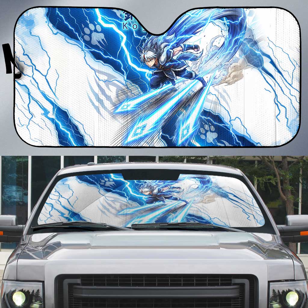 Koga Inuyasha Series Auto Sun Shade Electric Storm Anime Style with Blue Wolf Spirit