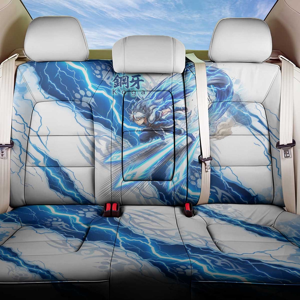 Koga Inuyasha Series Back Car Seat Cover Electric Storm Anime Style with Blue Wolf Spirit