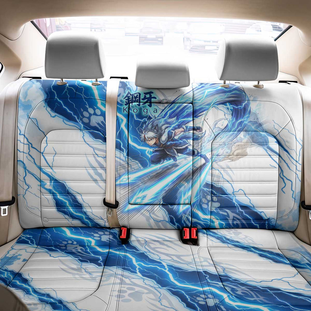 Koga Inuyasha Series Back Car Seat Cover Electric Storm Anime Style with Blue Wolf Spirit