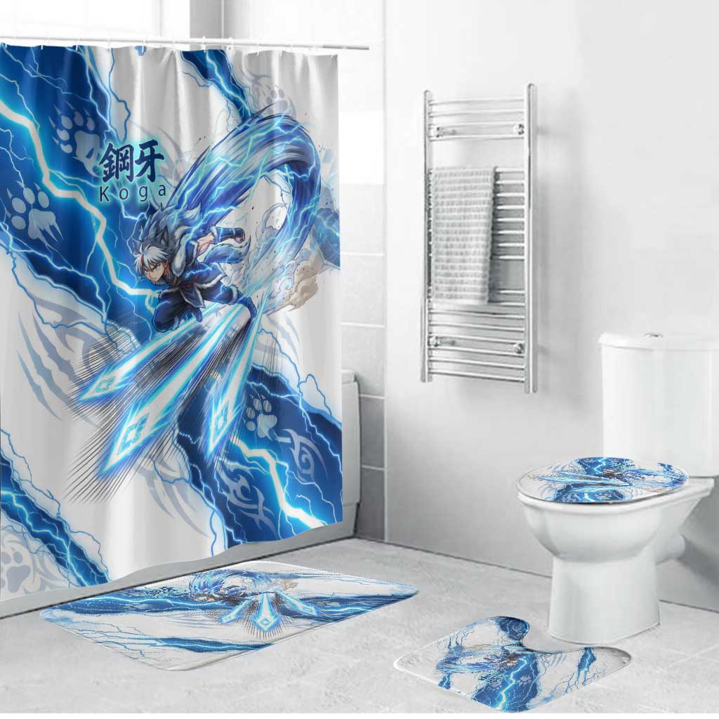Koga Inuyasha Series Bathroom Set Electric Storm Anime Style with Blue Wolf Spirit