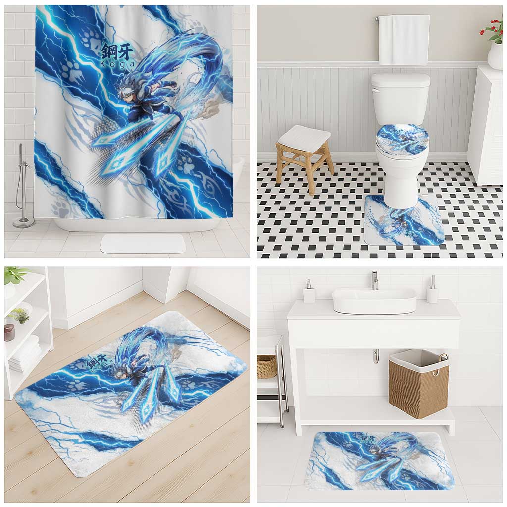 Koga Inuyasha Series Bathroom Set Electric Storm Anime Style with Blue Wolf Spirit