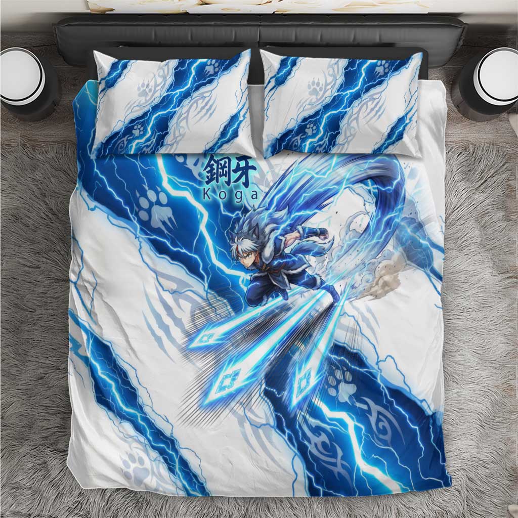Koga Inuyasha Series Bedding Set Electric Storm Anime Style with Blue Wolf Spirit