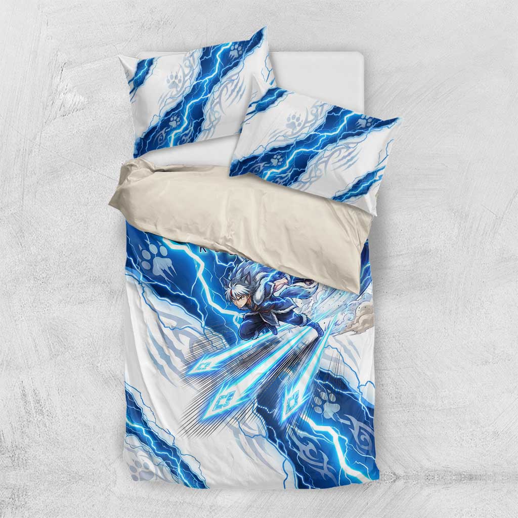 Koga Inuyasha Series Bedding Set Electric Storm Anime Style with Blue Wolf Spirit