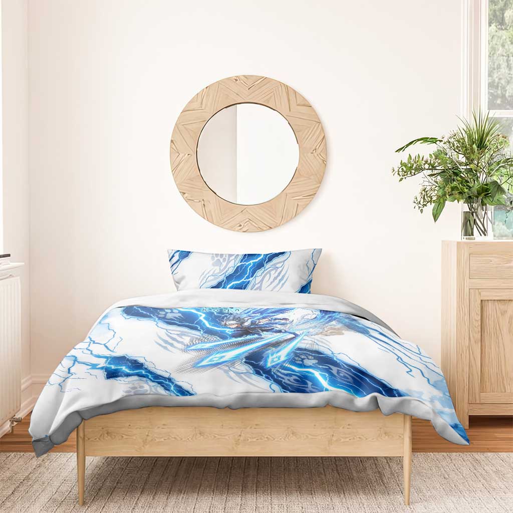 Koga Inuyasha Series Bedding Set Electric Storm Anime Style with Blue Wolf Spirit