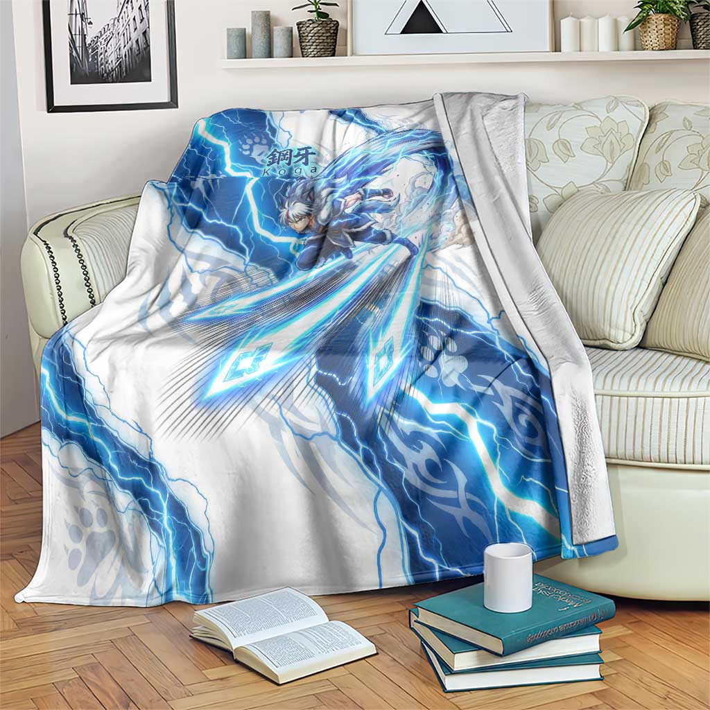 Koga Inuyasha Series Blanket Electric Storm Anime Style with Blue Wolf Spirit