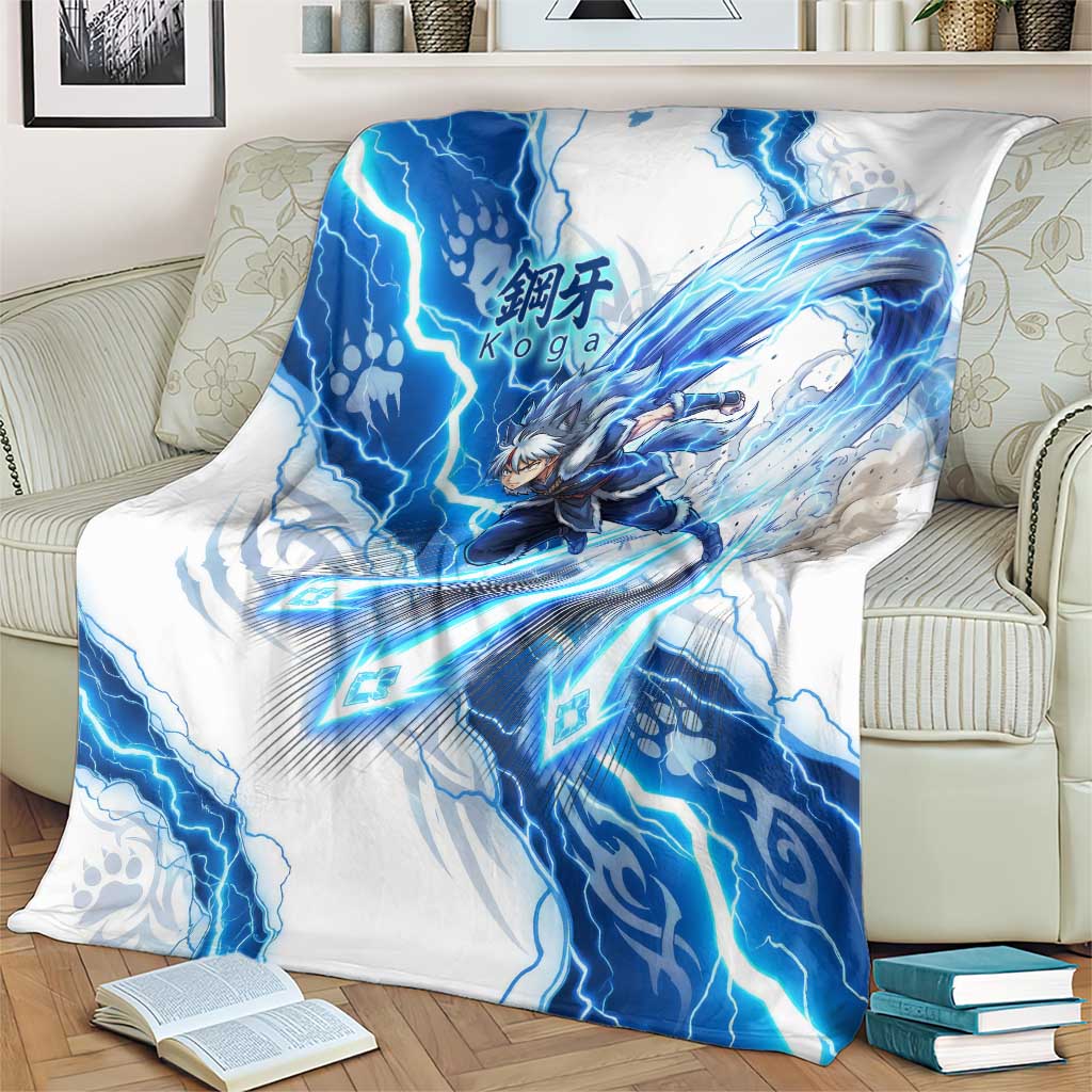 Koga Inuyasha Series Blanket Electric Storm Anime Style with Blue Wolf Spirit