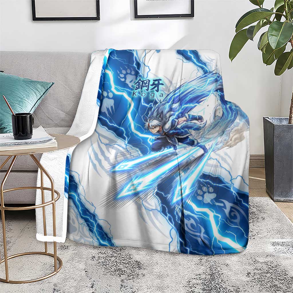 Koga Inuyasha Series Blanket Electric Storm Anime Style with Blue Wolf Spirit