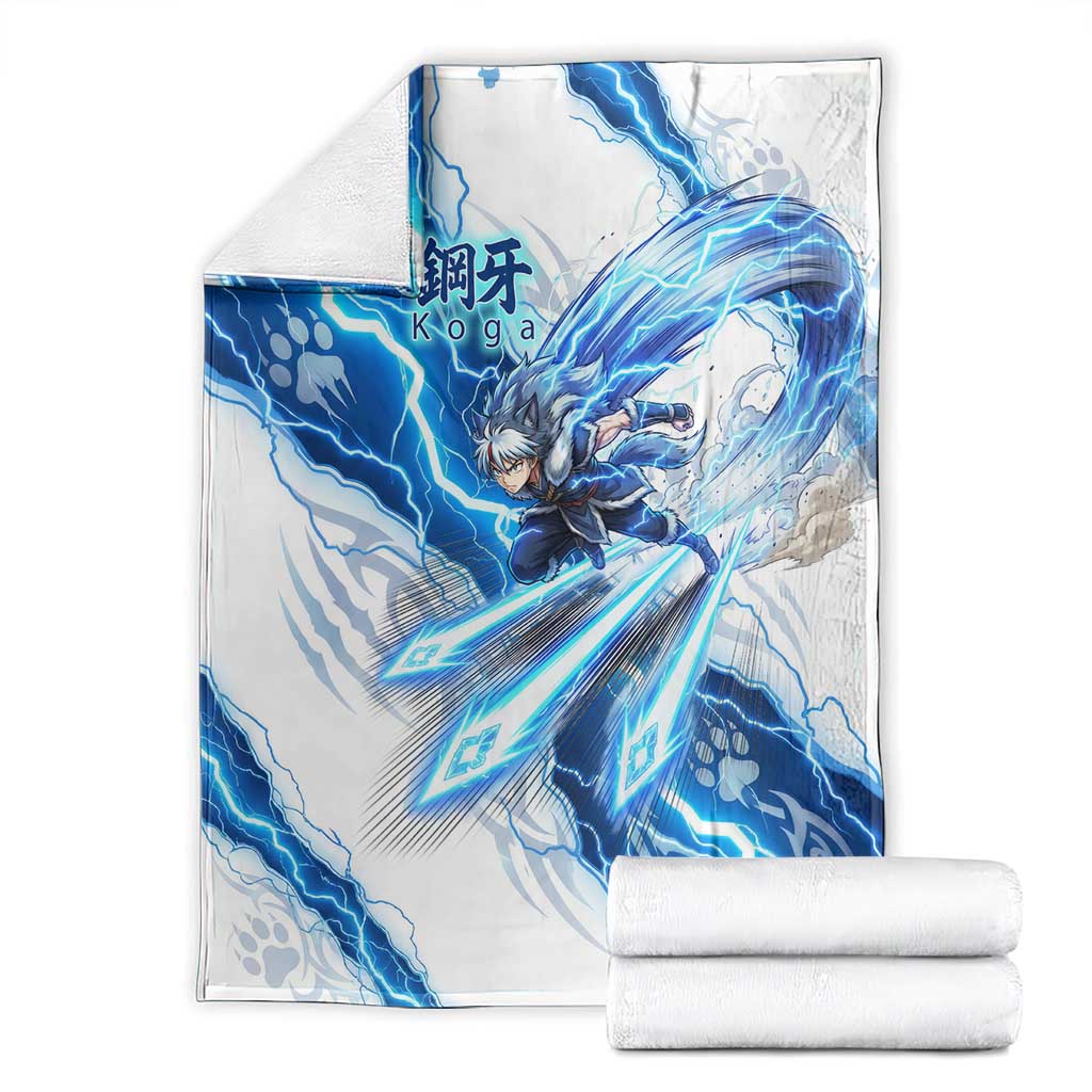 Koga Inuyasha Series Blanket Electric Storm Anime Style with Blue Wolf Spirit