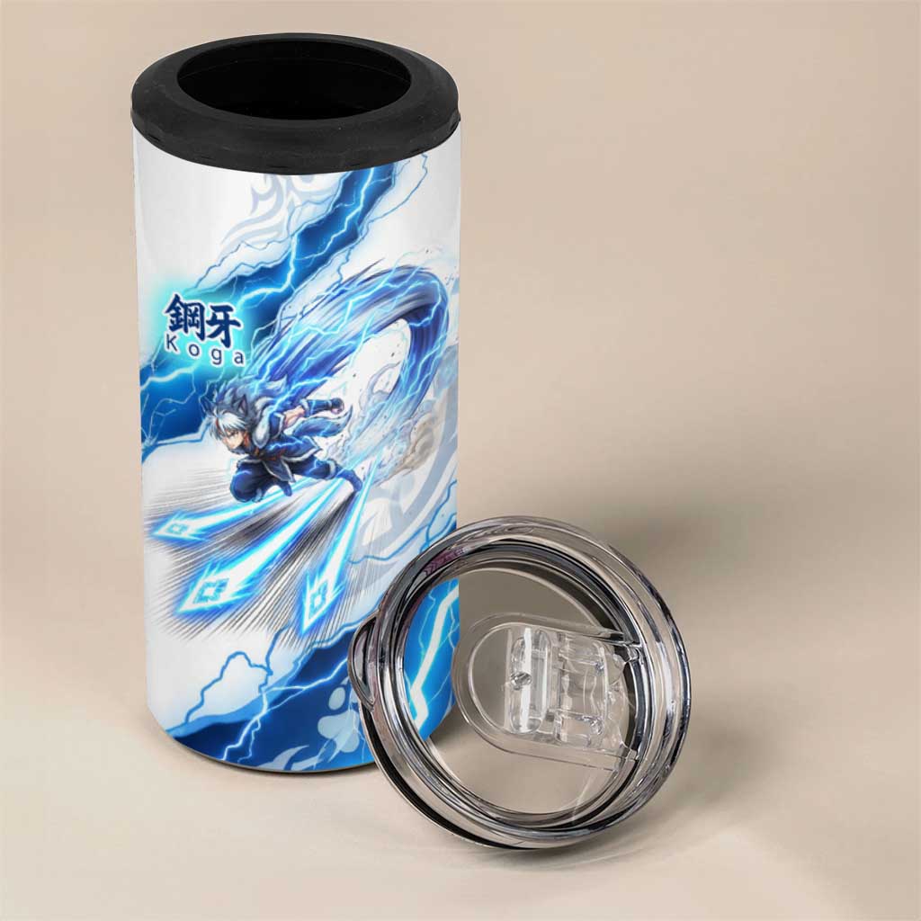 Koga Inuyasha Series 4 in 1 Can Cooler Tumbler Electric Storm Anime Style with Blue Wolf Spirit