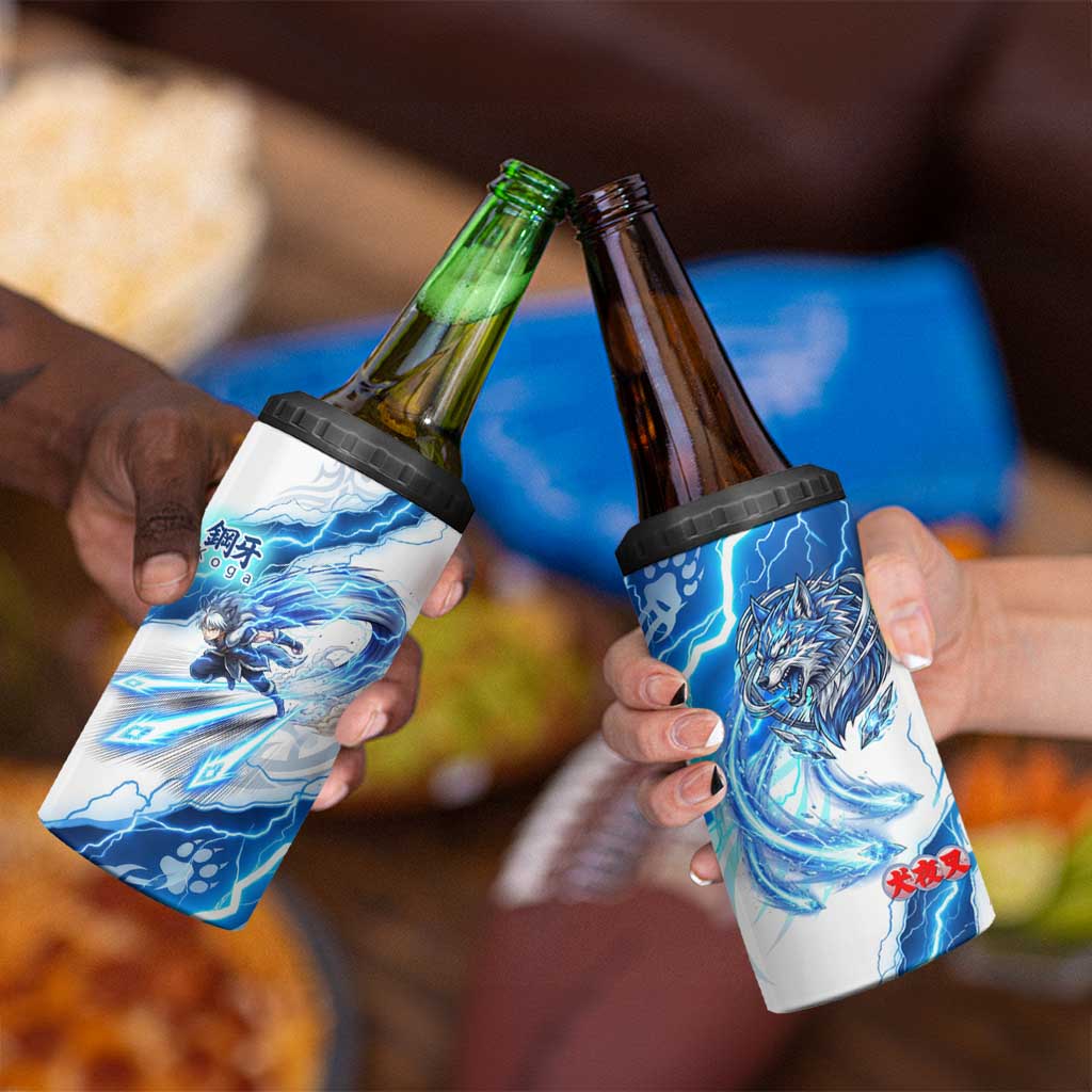 Koga Inuyasha Series 4 in 1 Can Cooler Tumbler Electric Storm Anime Style with Blue Wolf Spirit