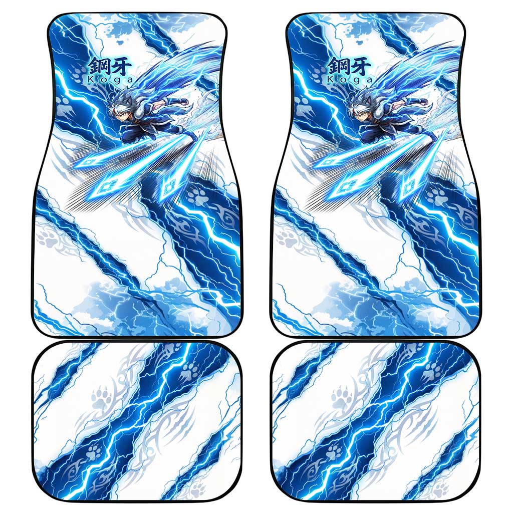 Koga Inuyasha Series Car Mats Electric Storm Anime Style with Blue Wolf Spirit