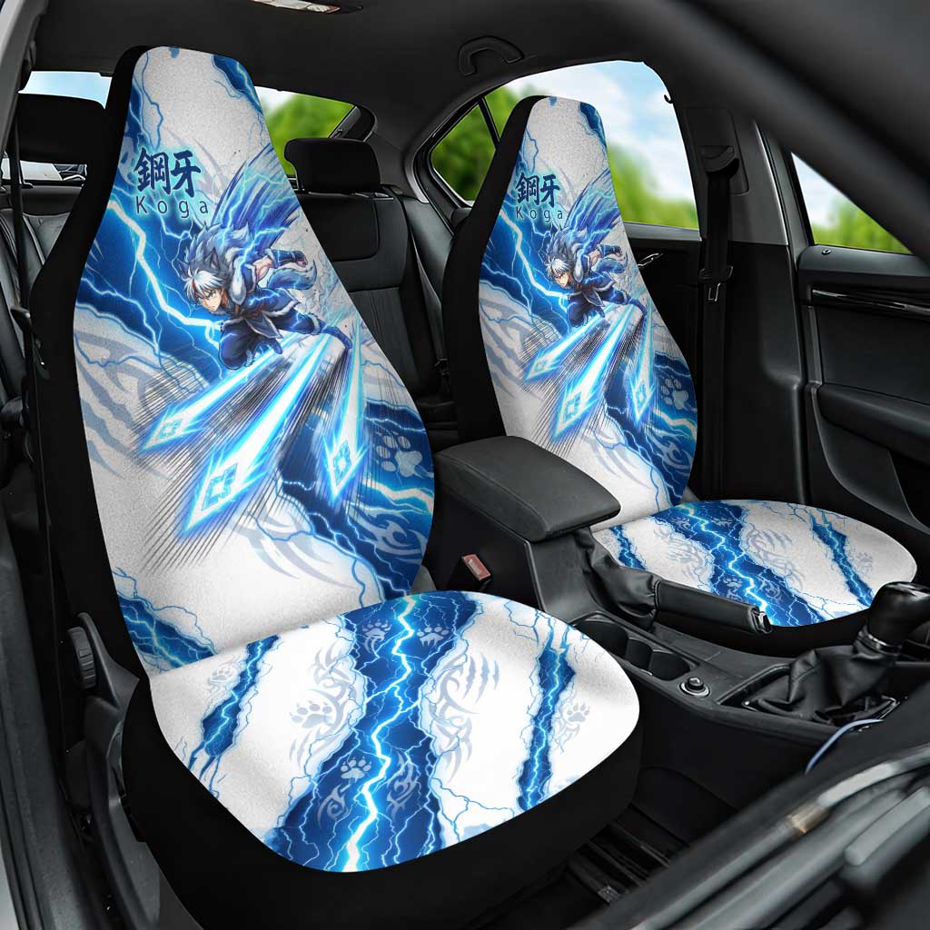 Koga Inuyasha Series Car Seat Cover Electric Storm Anime Style with Blue Wolf Spirit