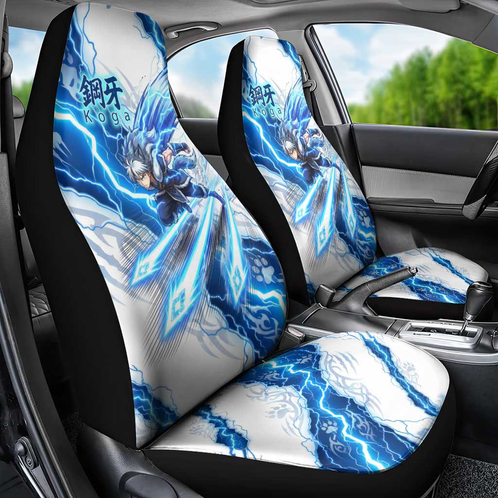 Koga Inuyasha Series Car Seat Cover Electric Storm Anime Style with Blue Wolf Spirit