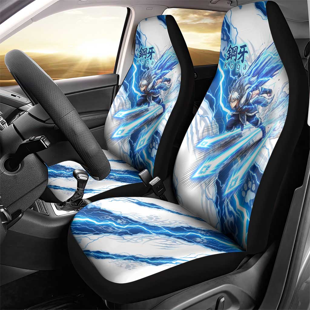 Koga Inuyasha Series Car Seat Cover Electric Storm Anime Style with Blue Wolf Spirit