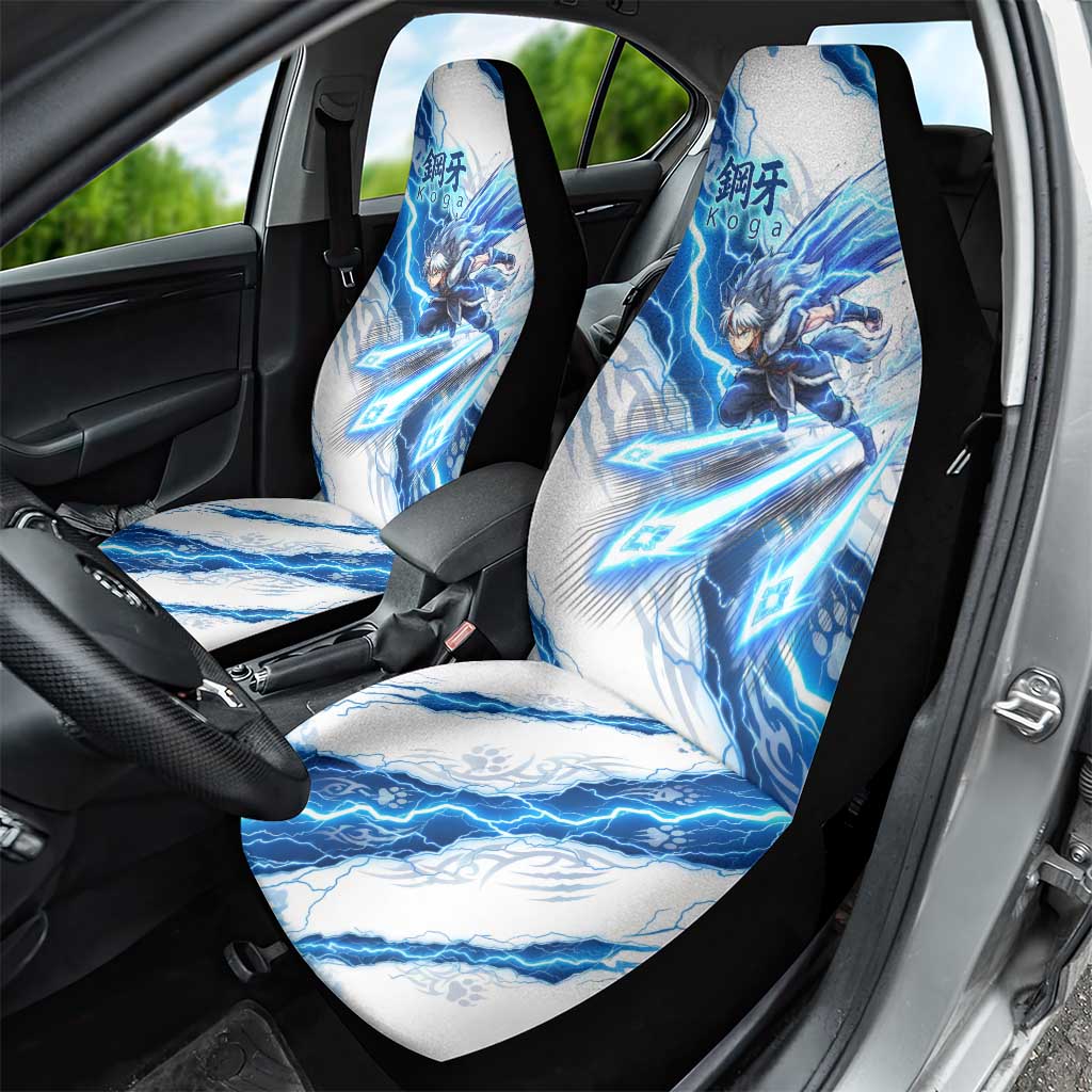Koga Inuyasha Series Car Seat Cover Electric Storm Anime Style with Blue Wolf Spirit