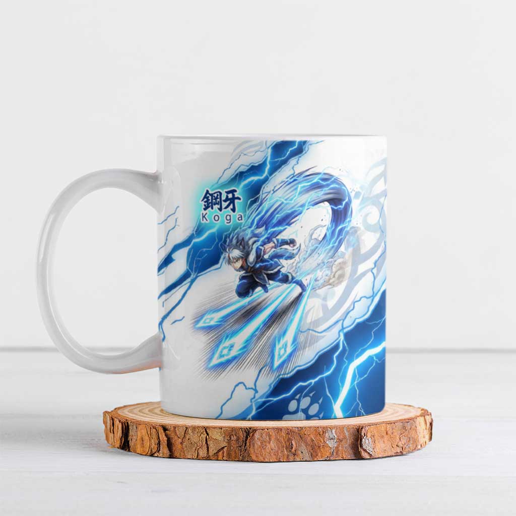 Koga Inuyasha Series Ceramic Mug Electric Storm Anime Style with Blue Wolf Spirit