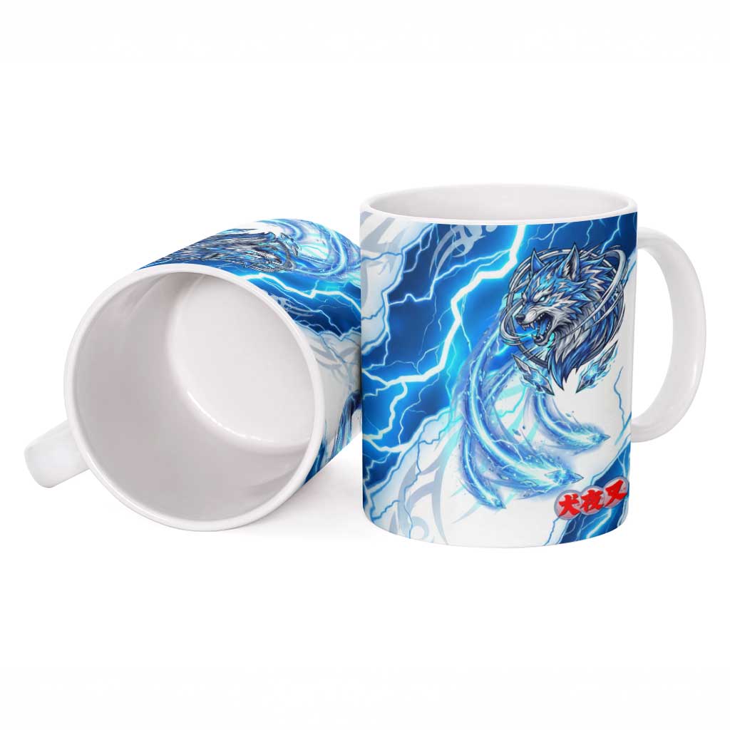 Koga Inuyasha Series Ceramic Mug Electric Storm Anime Style with Blue Wolf Spirit