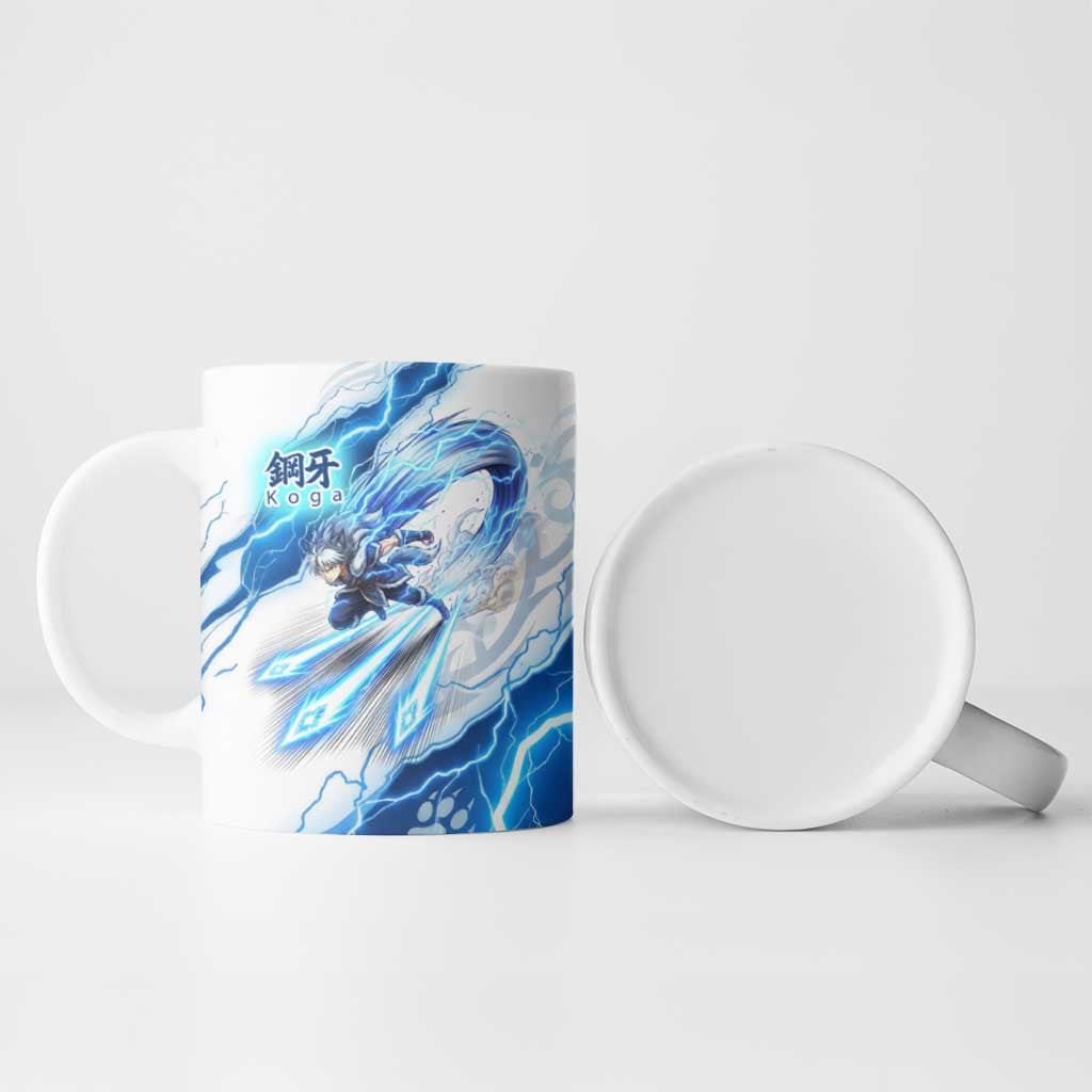 Koga Inuyasha Series Ceramic Mug Electric Storm Anime Style with Blue Wolf Spirit