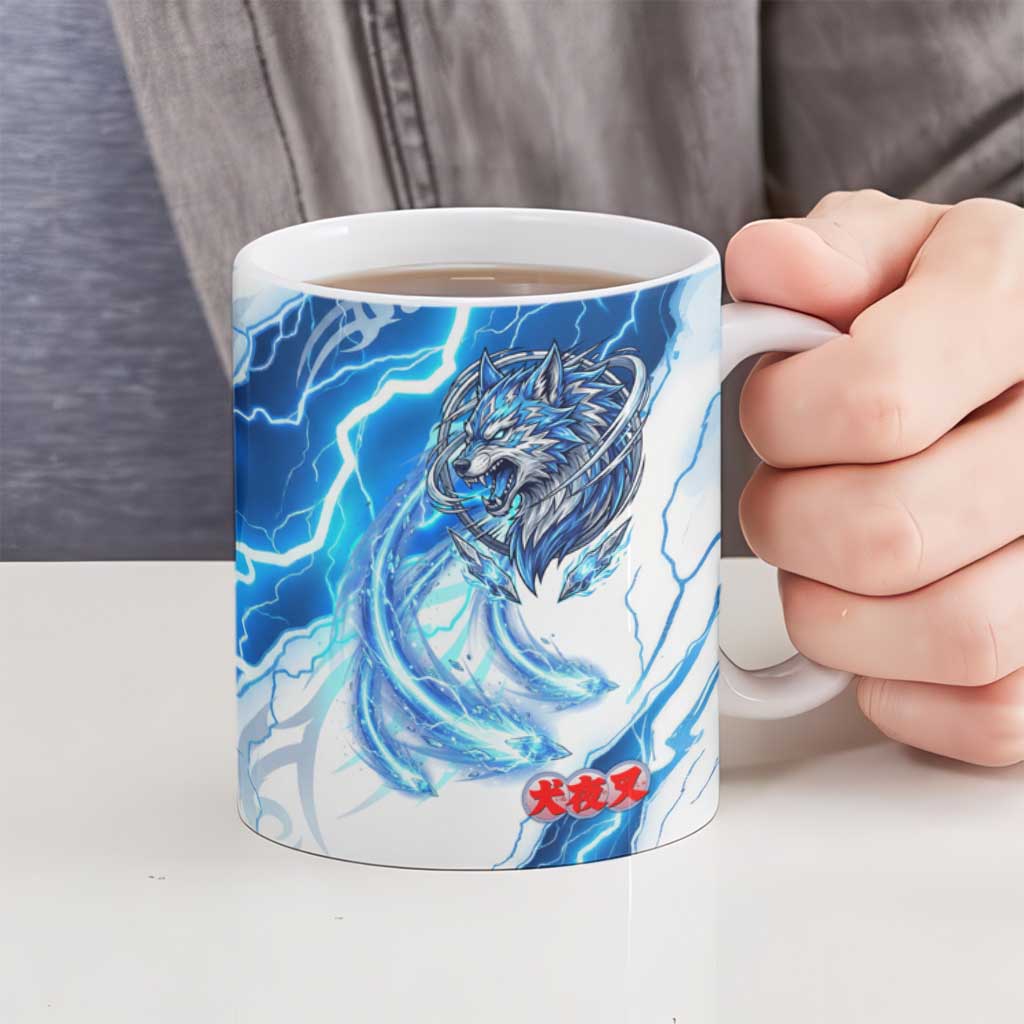 Koga Inuyasha Series Ceramic Mug Electric Storm Anime Style with Blue Wolf Spirit