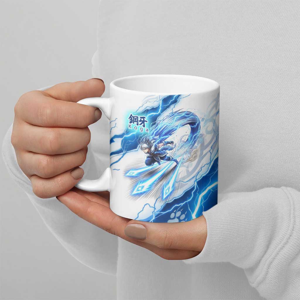 Koga Inuyasha Series Ceramic Mug Electric Storm Anime Style with Blue Wolf Spirit