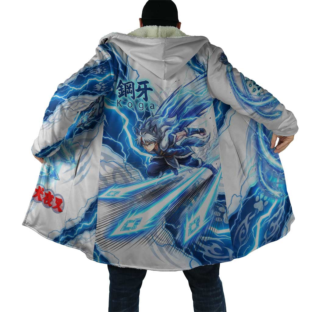 Koga Inuyasha Series Cloak Electric Storm Anime Style with Blue Wolf Spirit