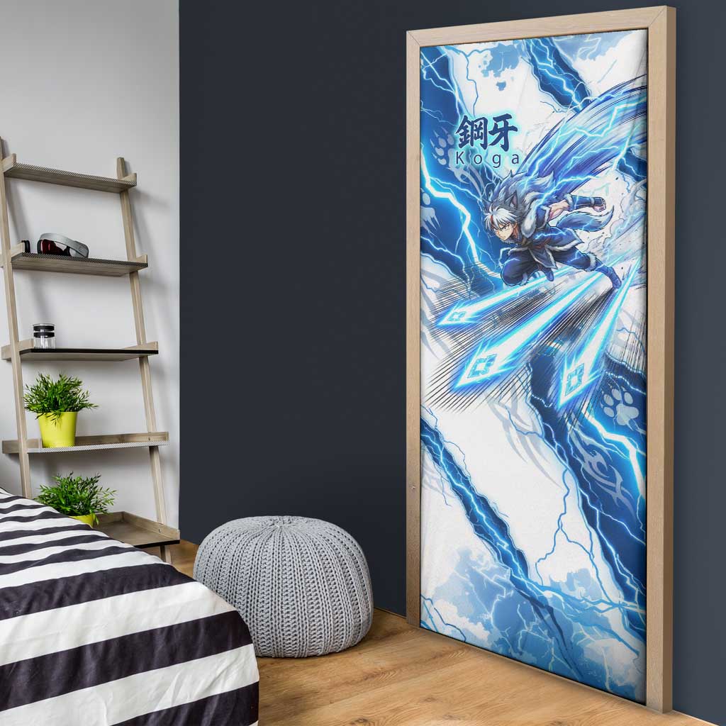 Koga Inuyasha Series Door Cover Electric Storm Anime Style with Blue Wolf Spirit
