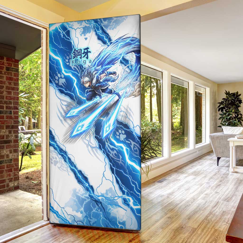 Koga Inuyasha Series Door Cover Electric Storm Anime Style with Blue Wolf Spirit