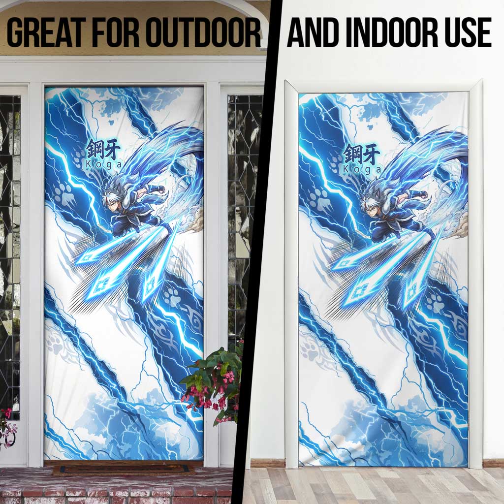 Koga Inuyasha Series Door Cover Electric Storm Anime Style with Blue Wolf Spirit