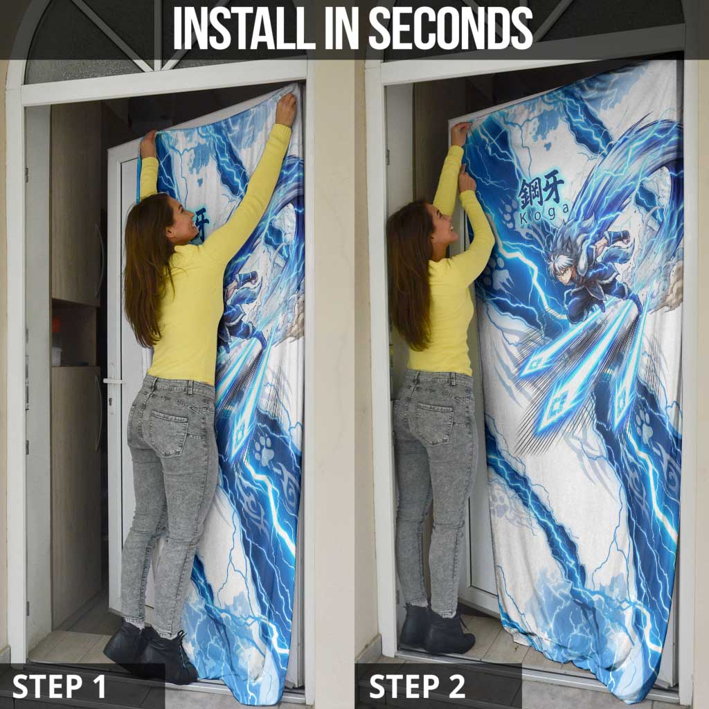 Koga Inuyasha Series Door Cover Electric Storm Anime Style with Blue Wolf Spirit